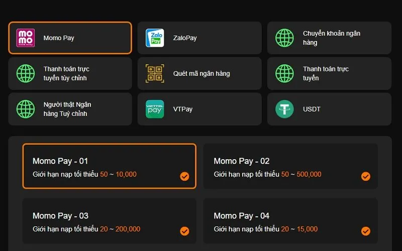 Các phương thức nạp tiền do 88nn hỗ trợ